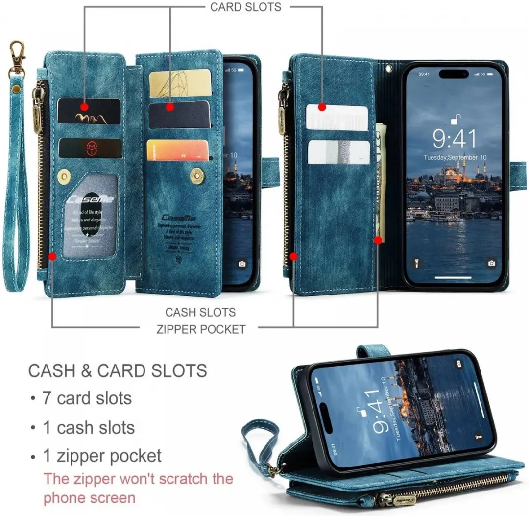CaseMe C30 Hoesje iPhone 15 Pro Max - Blauw
