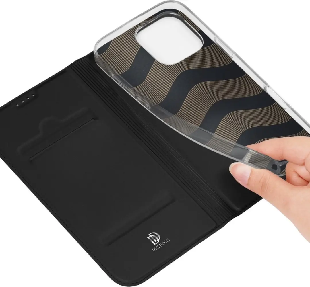 Dux Ducis iPhone 16 Pro Max Hoesje Slim Bookcase - Zwart
