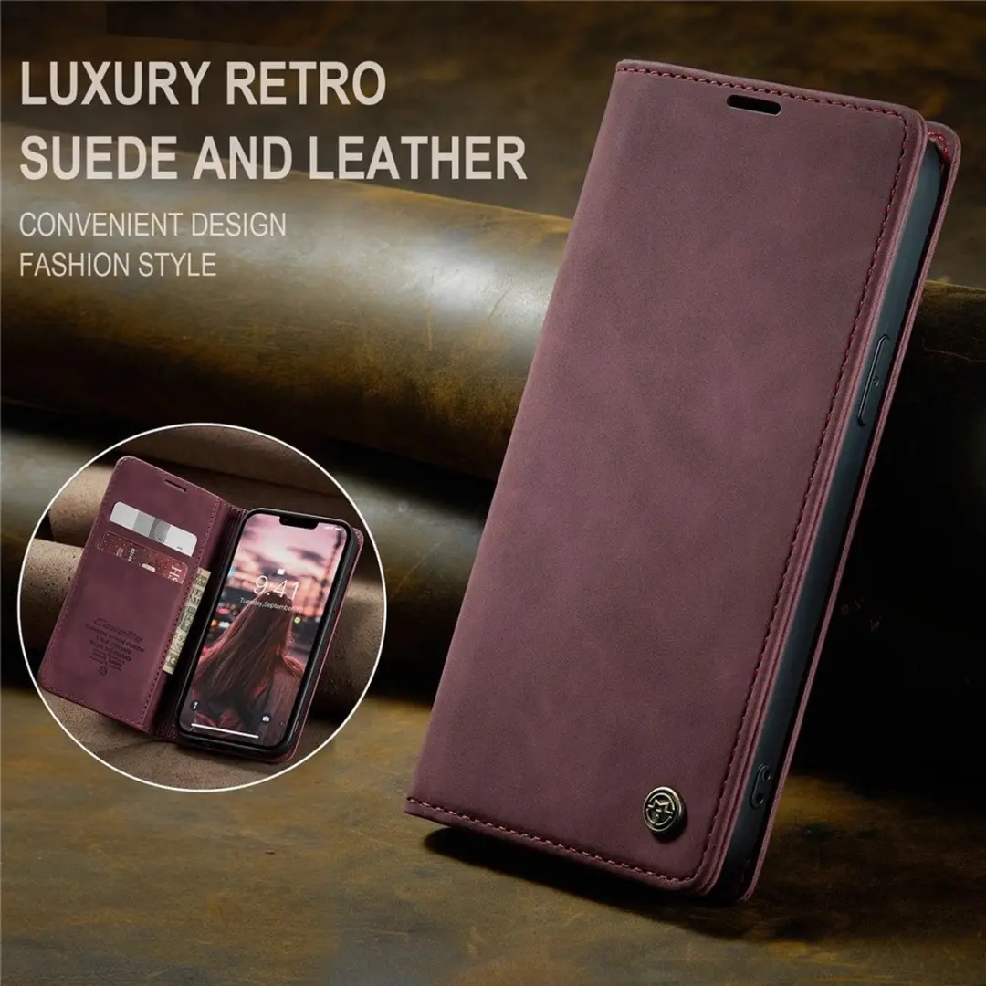 Caseme 013 Book Case iPhone 15 Hoesje - 2 Pasjes - Bordeaux