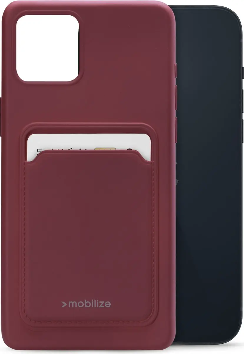 Mobilize Rubber Gelly Card iPhone 14 Plus Hoesje - Bordeaux Rood - MOB-GCCMBO-IPH14MAX