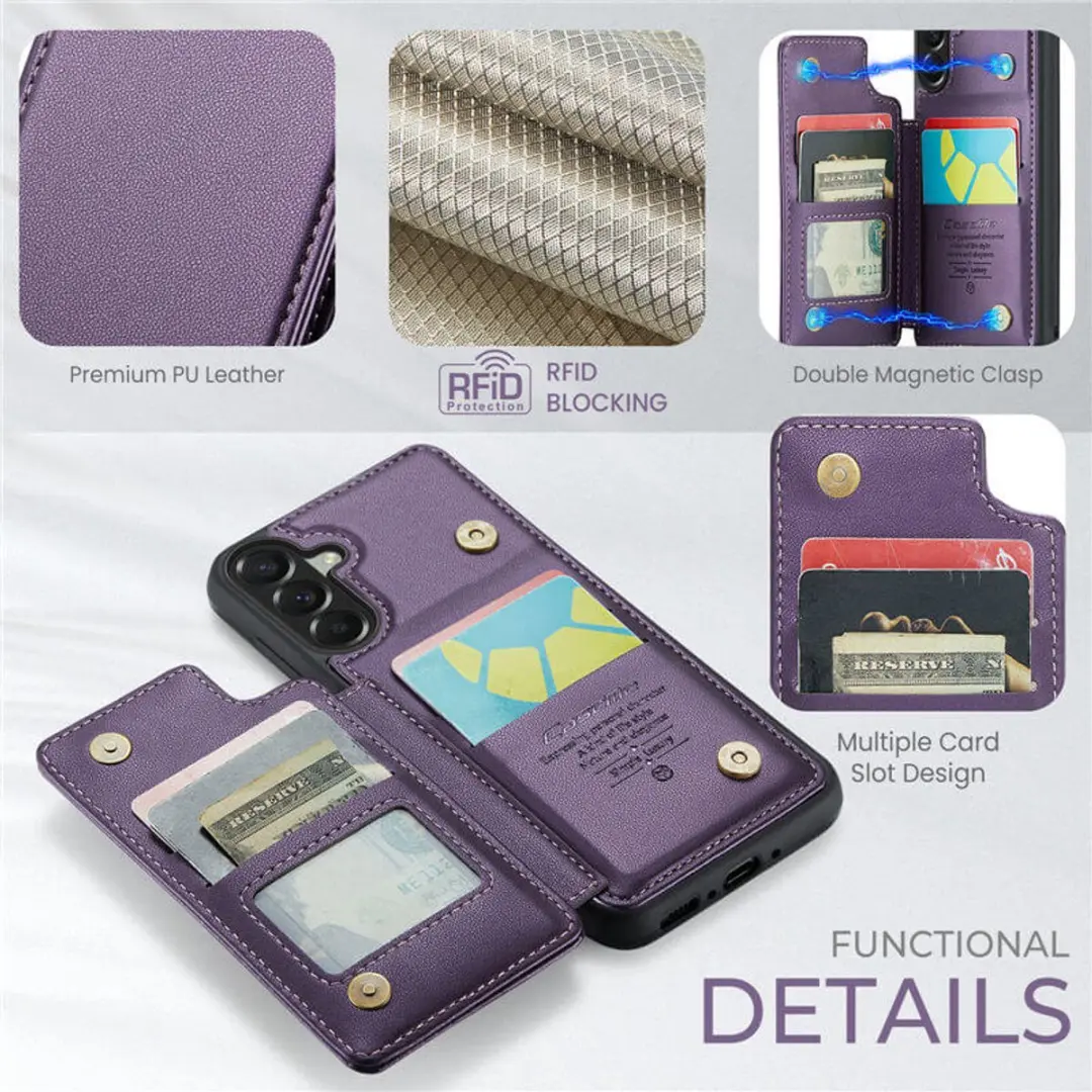 Caseme Luxe Portemonnee Backcover Galaxy A37 - Anti-RFID - Paars - afbeelding 6 van 6
