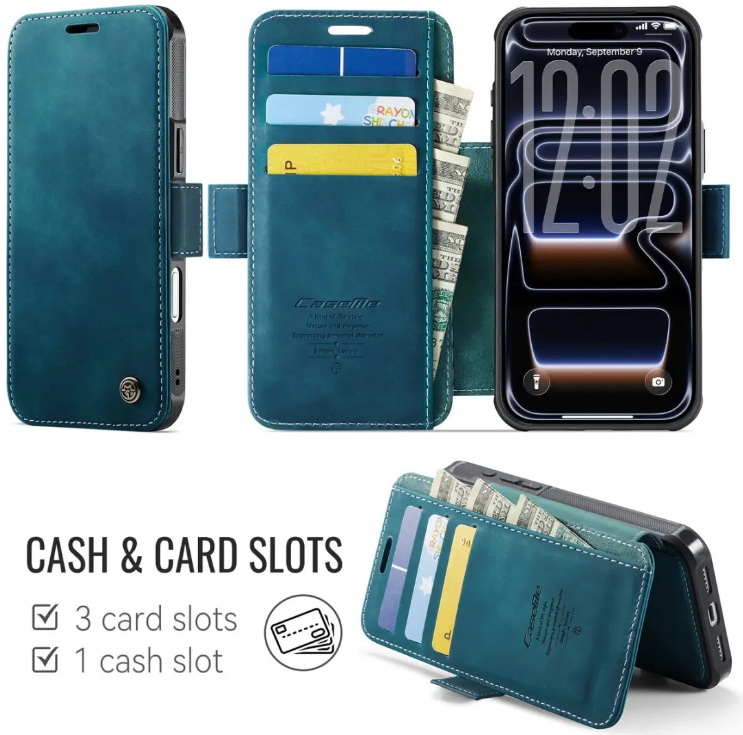 Caseme 053 Slim Book Case iPhone 17 Pro - MagSafe - Blauw