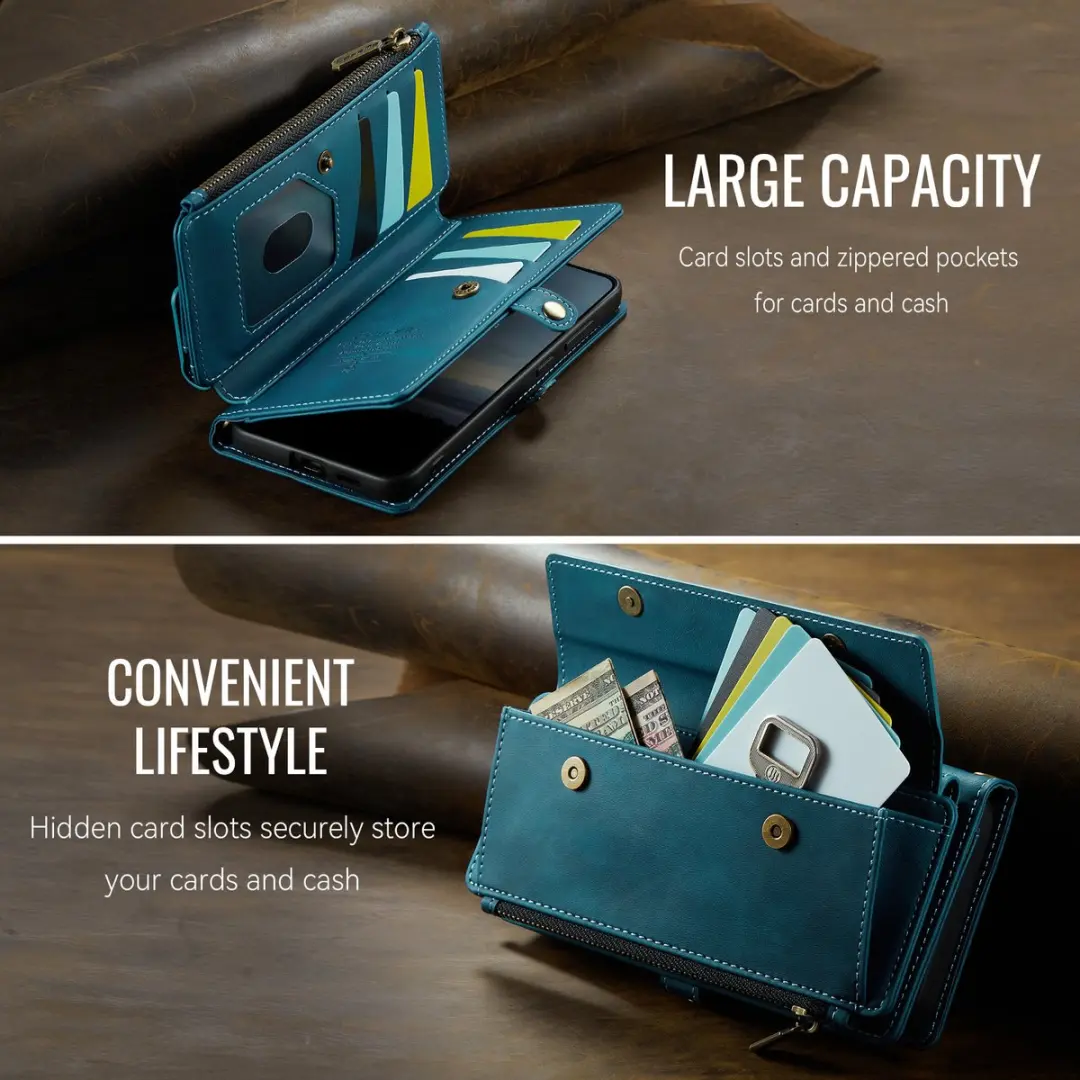 Caseme Samsung Galaxy S26 Hoesje Portemonnee - Blauw - 9 Pasjes