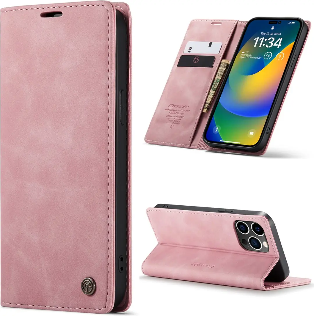 Caseme iPhone 14 Pro Retro Bookcase Hoesje
