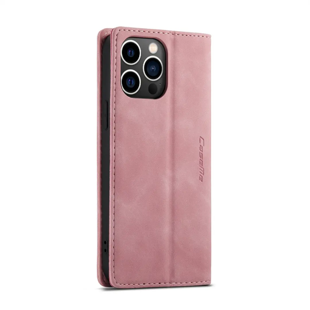 Caseme iPhone 14 Pro Retro Bookcase Hoesje - Roze - 2 Pasjes - afbeelding 6 van 6