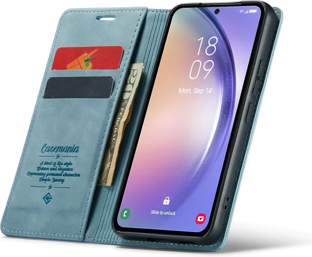 Caseme Samsung Galaxy A25 Hoesje - Effen Aquablauw - afbeelding 6 van 6