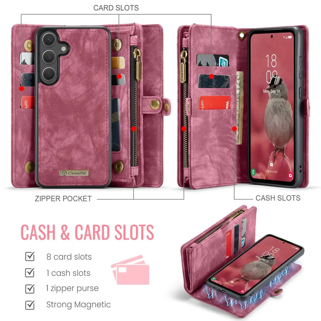 Caseme 008 Hoesje Samsung Galaxy S26 - 2-in-1 Book Case & Portemonnee - 8 Pasjes - Pink - afbeelding 6 van 6
