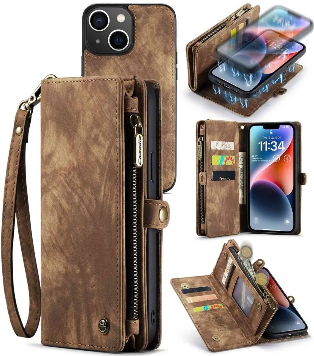 Caseme 008 iPhone 13 Hoesje - Book Case & Portemonnee Bruin
