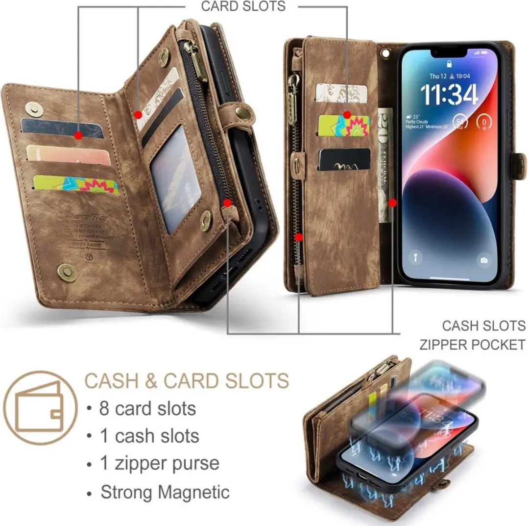 Caseme 008 iPhone 13 Hoesje - Book Case & Portemonnee Bruin