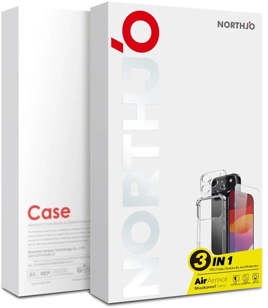 NORTHJO iPhone Air Hoesje 3-in-1 - Transparant