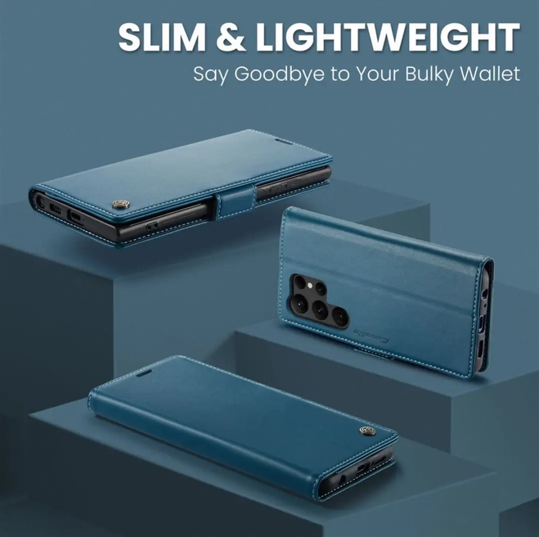 Caseme Wallet Case Samsung Galaxy S23 Ultra - Blauw