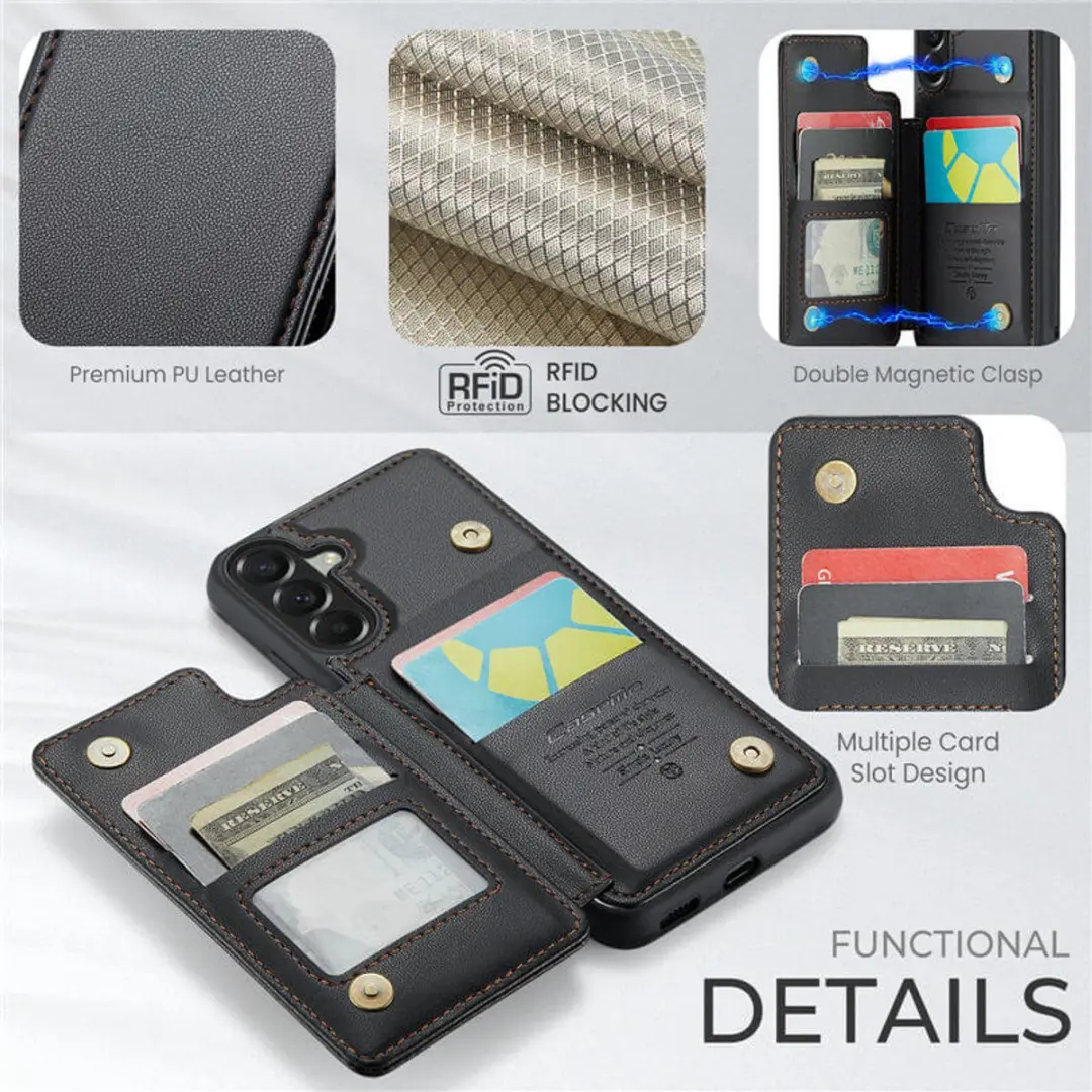 Caseme Luxe Portemonnee Backcover Galaxy A37 - 4 Pasjes - Zwart