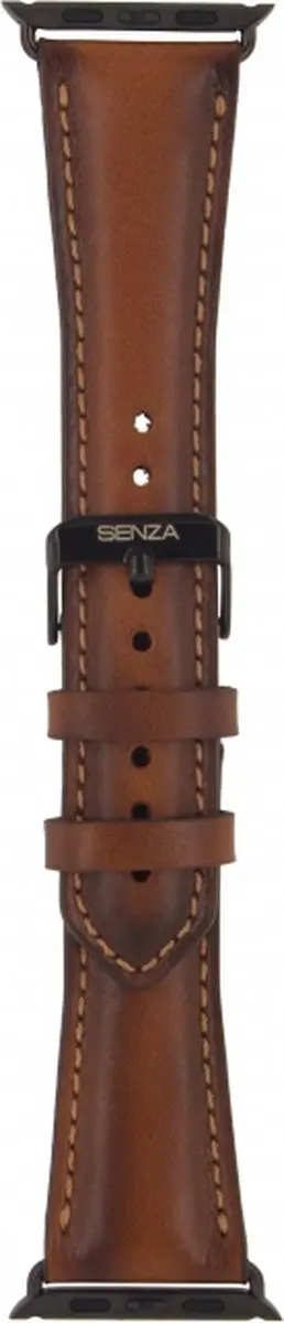 Senza Desire Strap Leren Bandje Apple Watch Series 7 41mm - Burned Cognac
