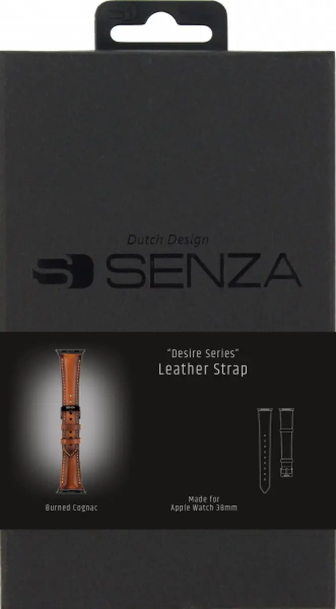 Senza Desire Strap Leren Bandje Apple Watch Series 7 41mm - Burned Cognac