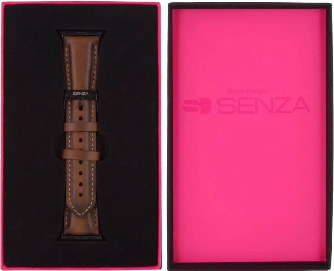 Senza Desire Strap Leren Bandje Apple Watch Series 7 41mm - Burned Cognac