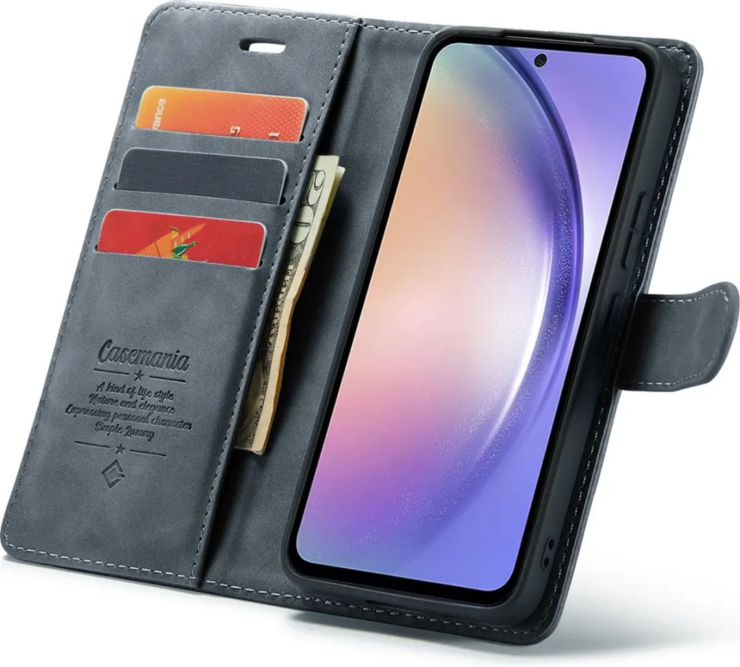 Caseme Bookcase Hoesje Samsung Galaxy A54 - 4 Pasjes - Grijs