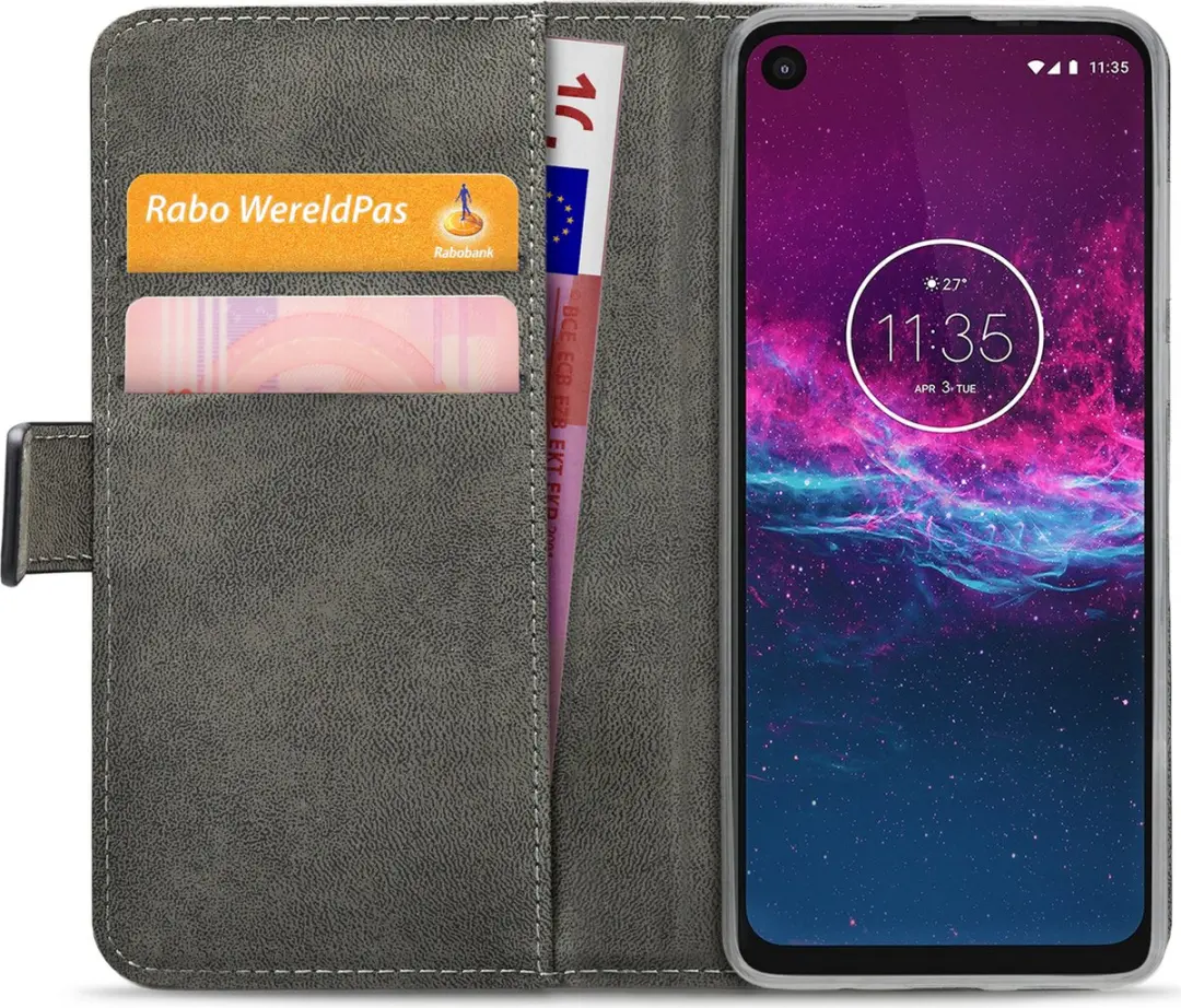 Mobilize Classic Gelly Wallet Bookcase Motorola One Action - MOB-CGWBCB-ONEACTION - Zwart