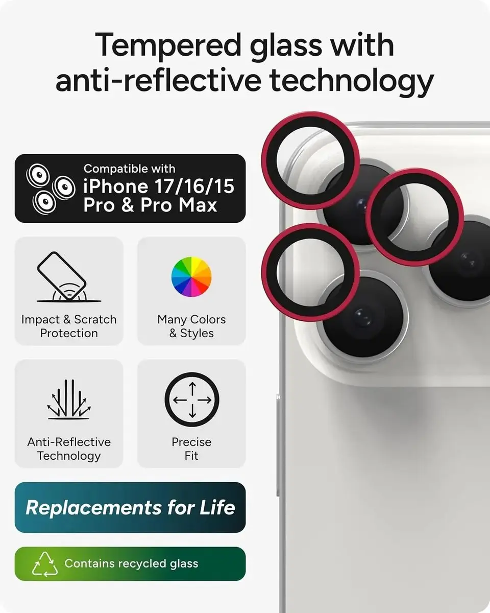 ZAGG Glass Elite Camera Rings iPhone 15/16 Pro - Roze - afbeelding 6 van 6