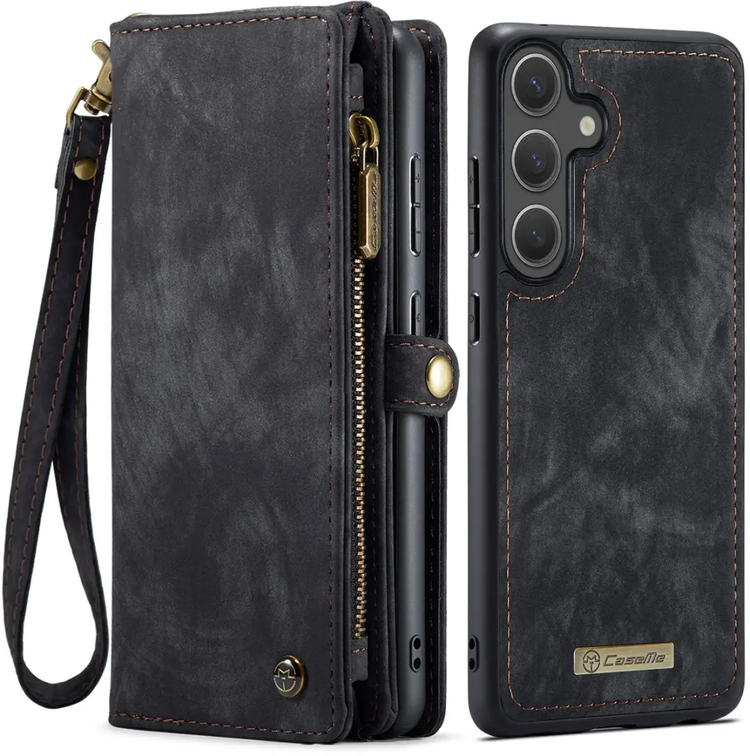 Caseme Samsung Galaxy S25 FE Hoes - Vintage 2-in-1 Portemonnee Zwart