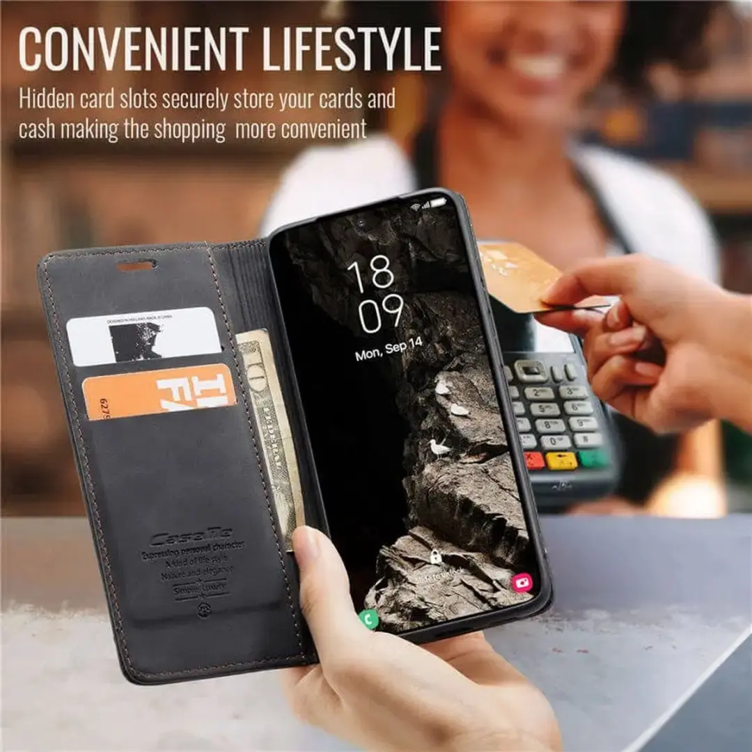 Caseme 013 Hoesje Samsung Galaxy A37 - Book Case - 2 Pasjes - Zwart