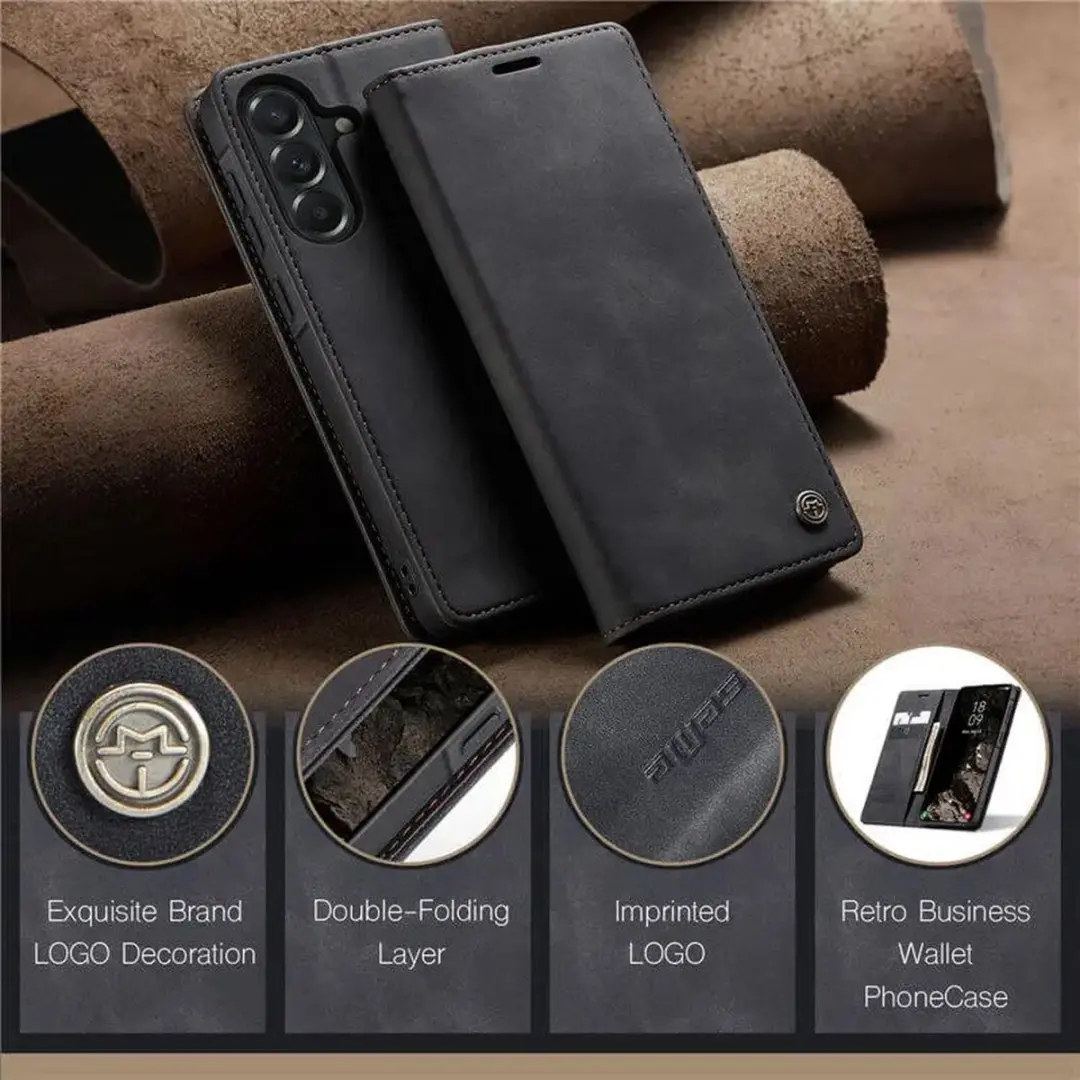 Caseme 013 Hoesje Samsung Galaxy A37 - Book Case - 2 Pasjes - Zwart