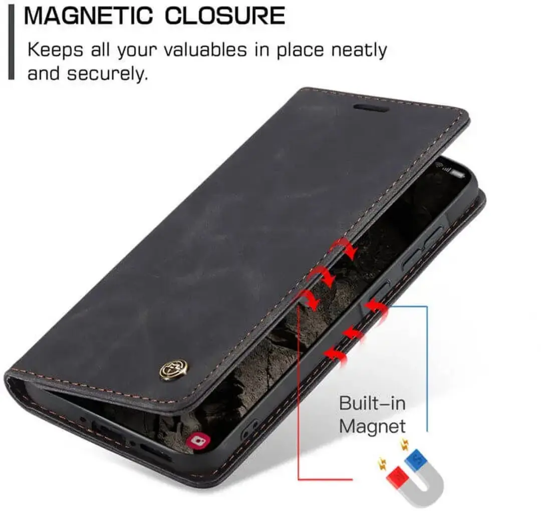 Caseme 013 Hoesje Samsung Galaxy A37 - Book Case - 2 Pasjes - Zwart - afbeelding 6 van 6