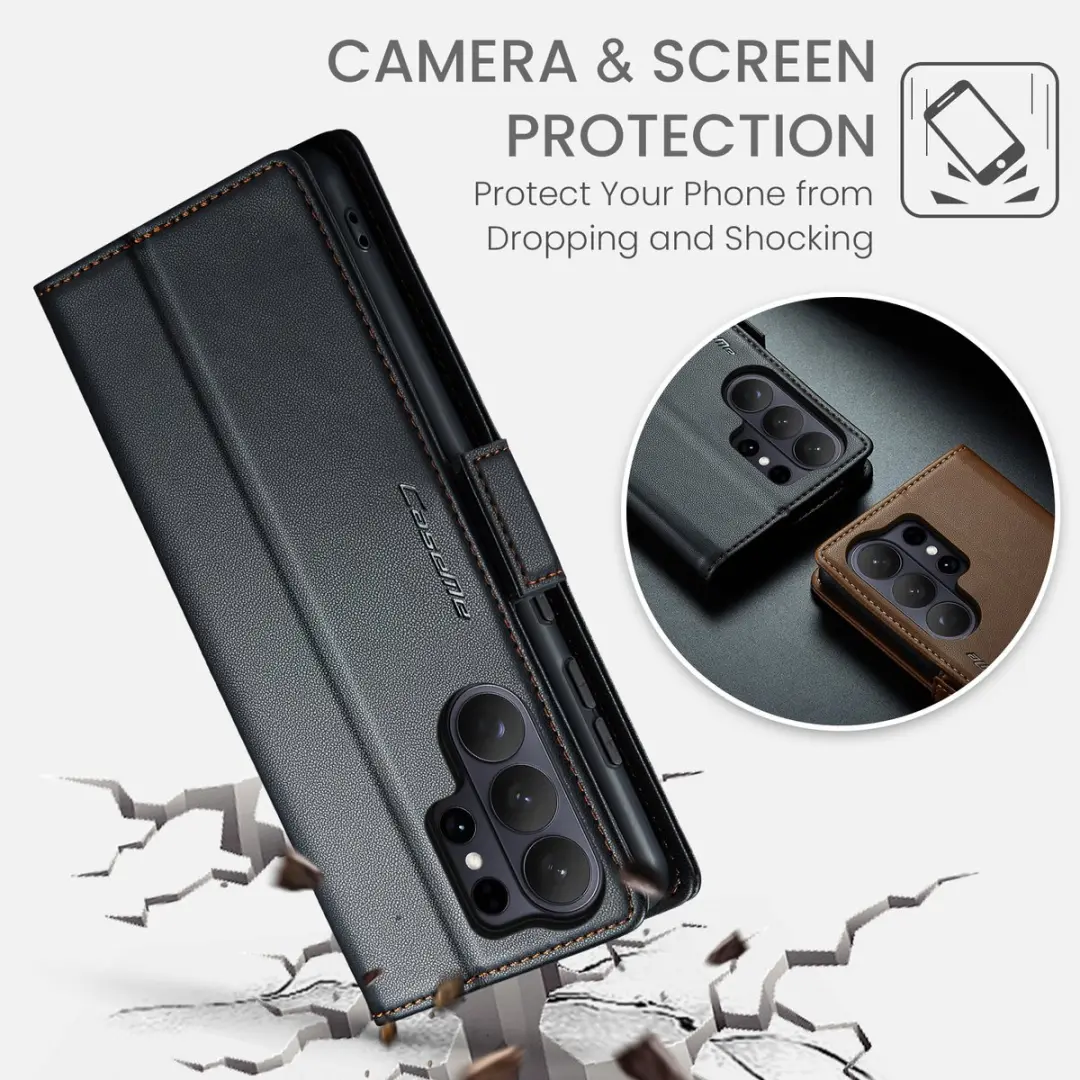 Caseme Samsung Galaxy S26 Ultra PU Bookcase Hoes - 3 Pasjes - Zwart