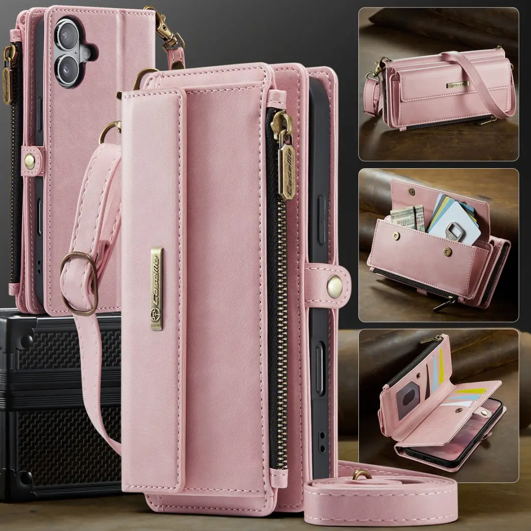 Caseme iPhone 17 Hoesje Portemonnee - Lichtroze - 9 Pasjes