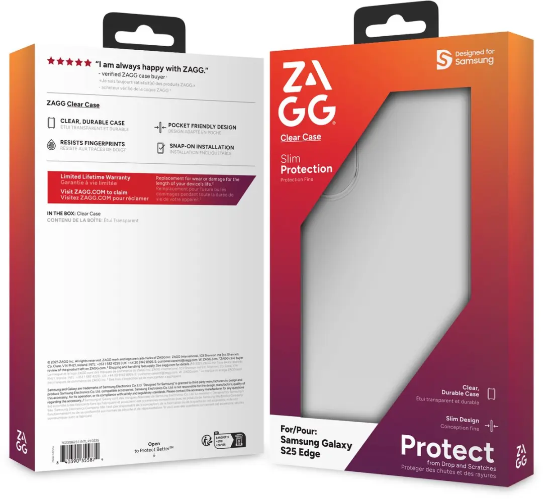 ZAGG Clear Case voor Samsung Galaxy S25 Edge - Transparant - 702318623