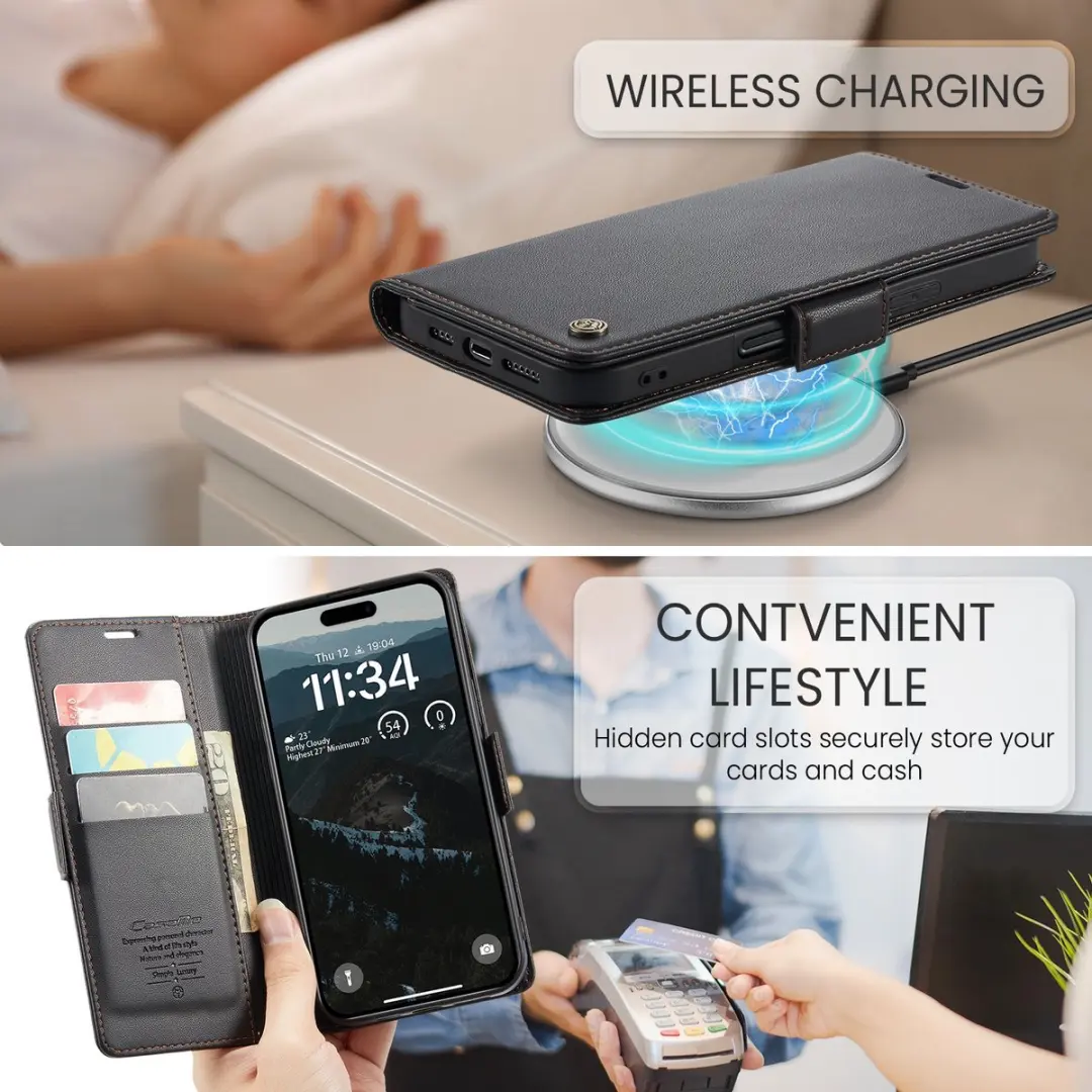 CaseMe 023 Wallet Book Hoesje iPhone 17 - Zwart