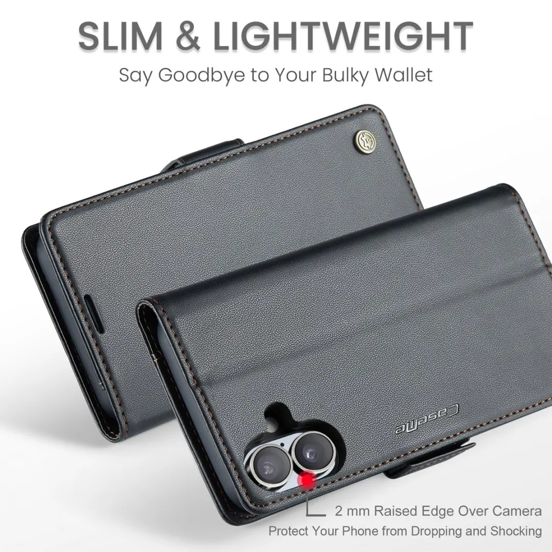 CaseMe 023 Wallet Book Hoesje iPhone 17 - Zwart - afbeelding 6 van 6
