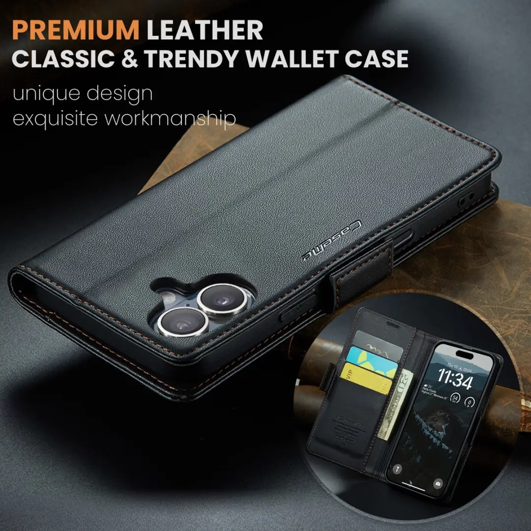 CaseMe 023 Wallet Book Hoesje iPhone 17 - Zwart