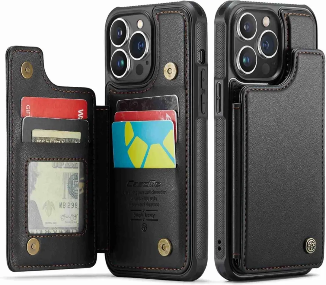 Caseme Luxe Portemonnee Backcover iPhone 13 Pro Max - Anti-RFID - 4 Pasjes - Zwart