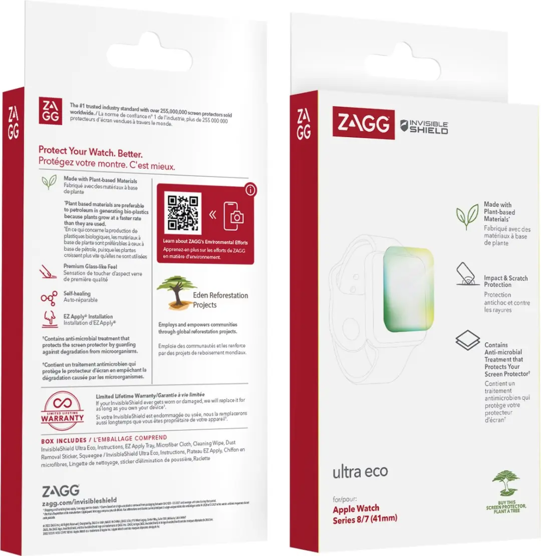 ZAGG InvisibleShield Ultra Eco Screenprotector Apple Watch 41mm - Transparant