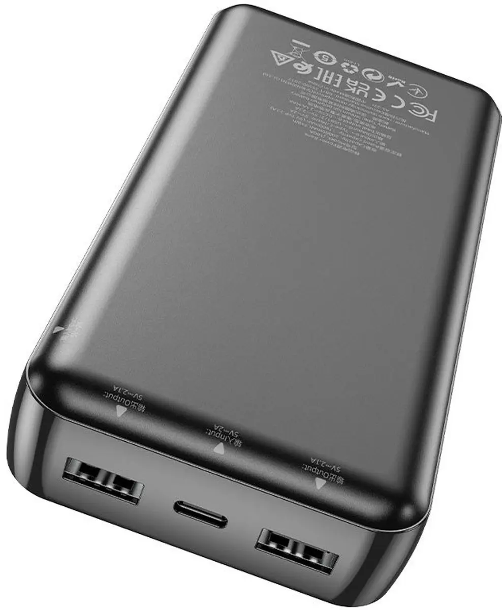 Hoco J100A Powerbank 20.000mAh - 2x USB-A - Zwart