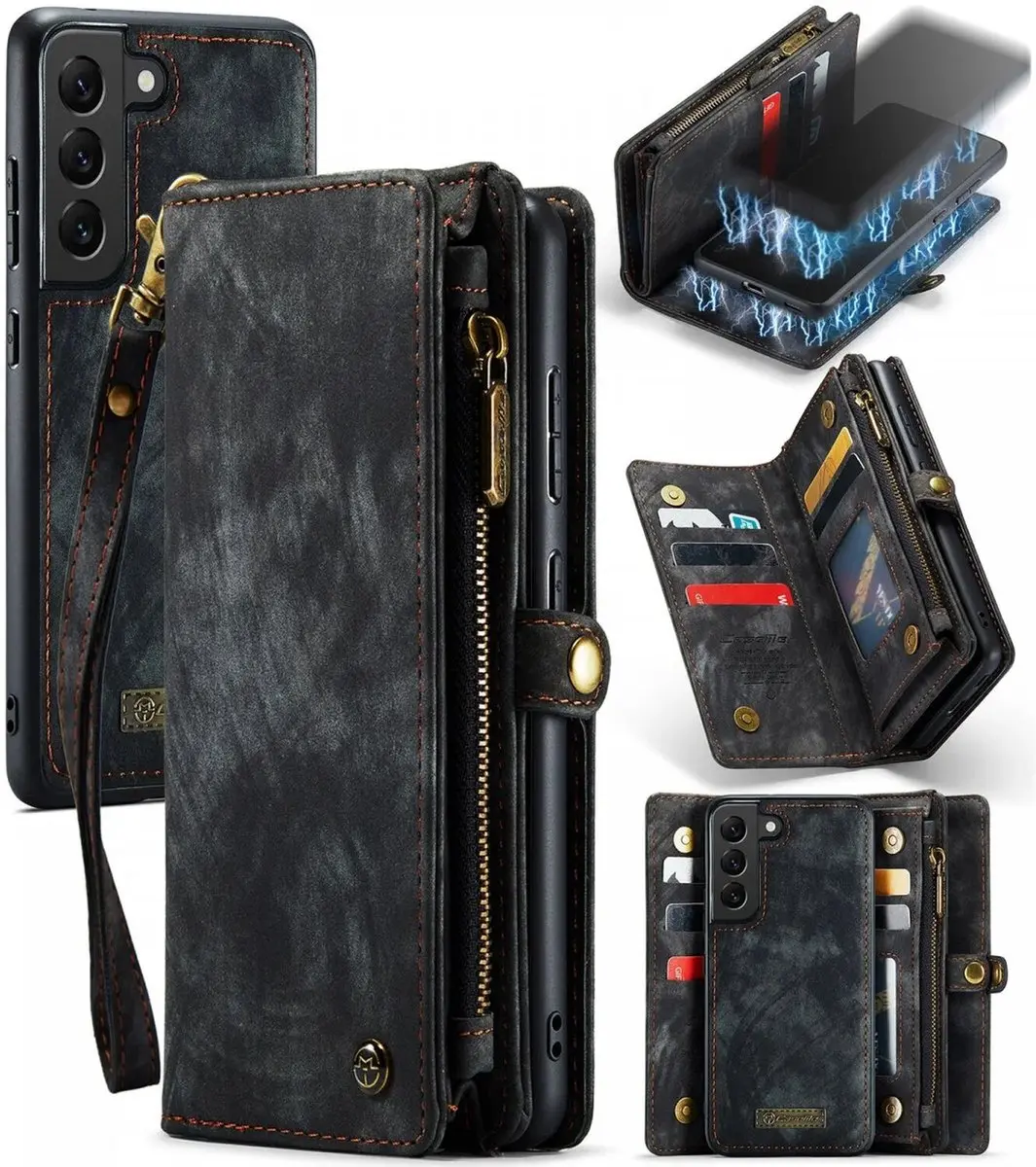 Caseme 008 Book Case Samsung Galaxy S22 Plus - 9 Pasjes - Zwart