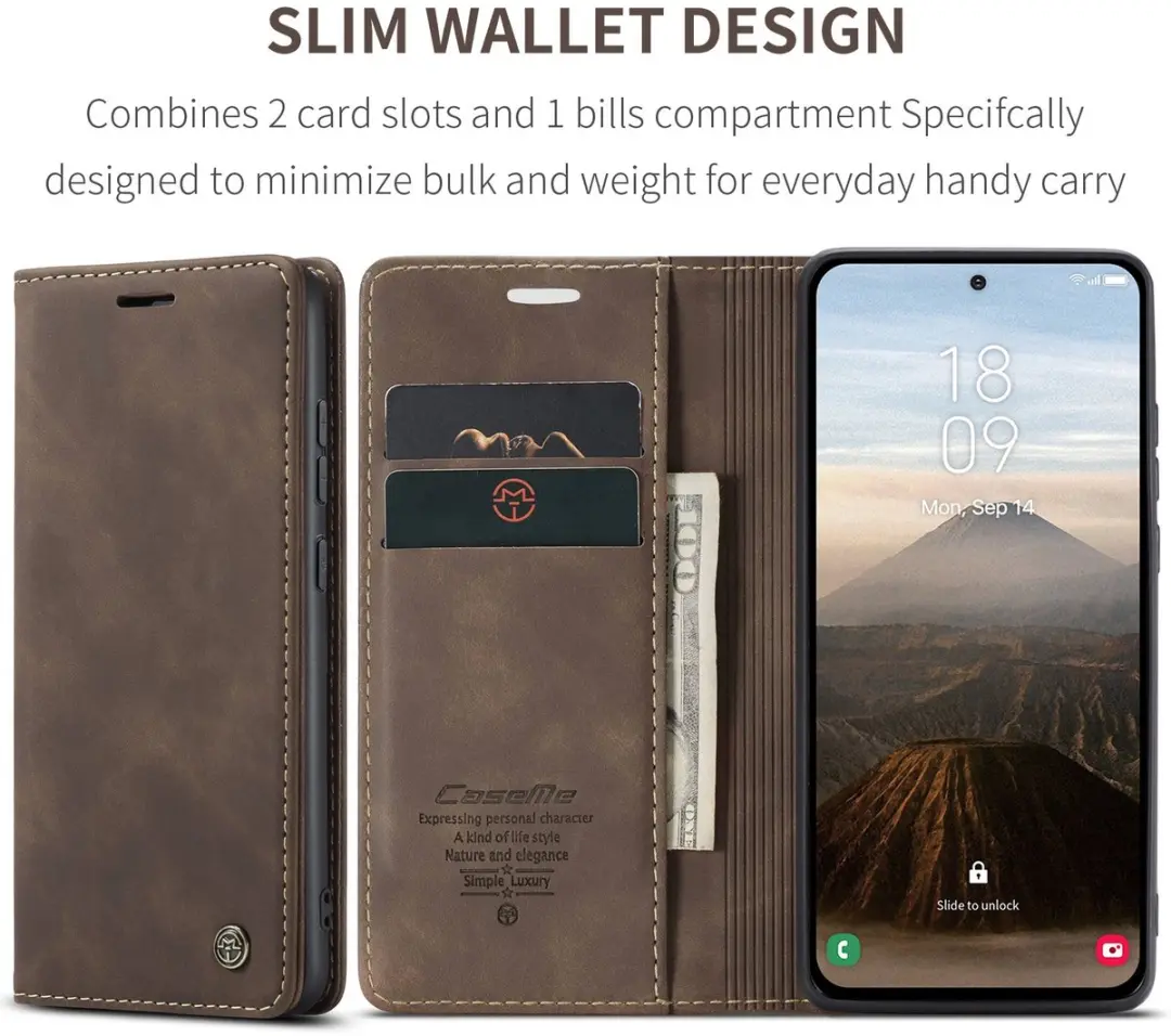 Caseme 013 Book Case Hoesje Samsung Galaxy S25 FE - Donkerbruin