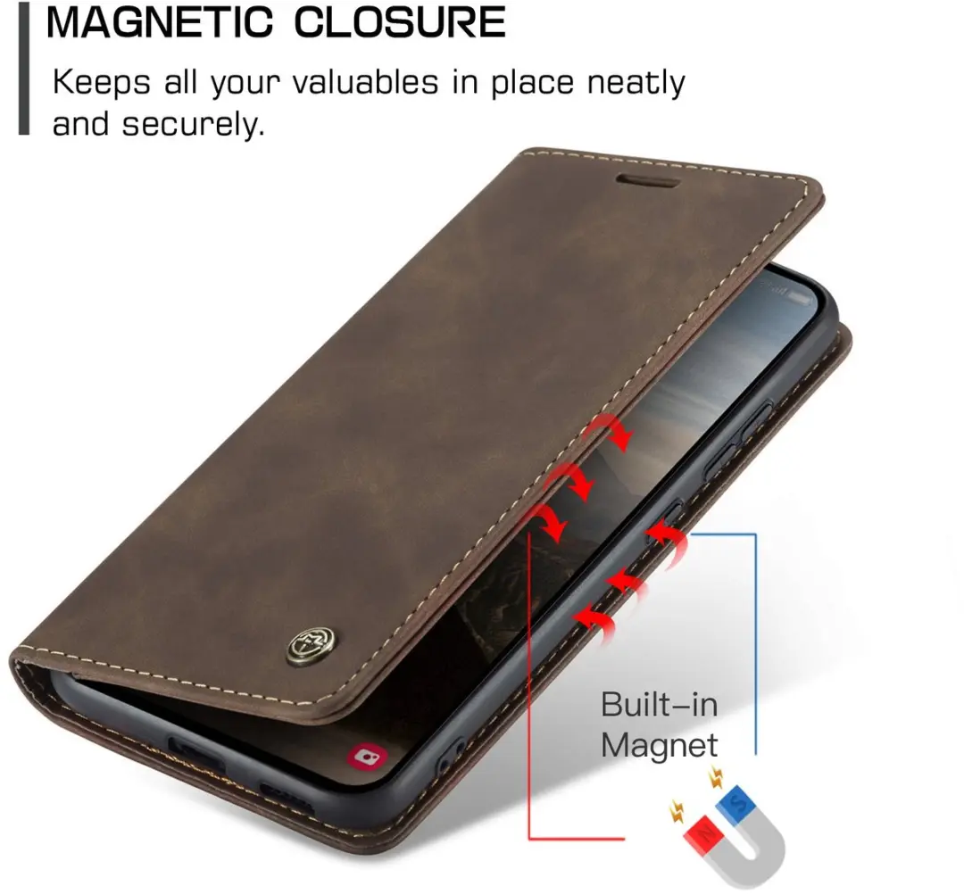 Caseme 013 Book Case Hoesje Samsung Galaxy S25 FE - Donkerbruin
