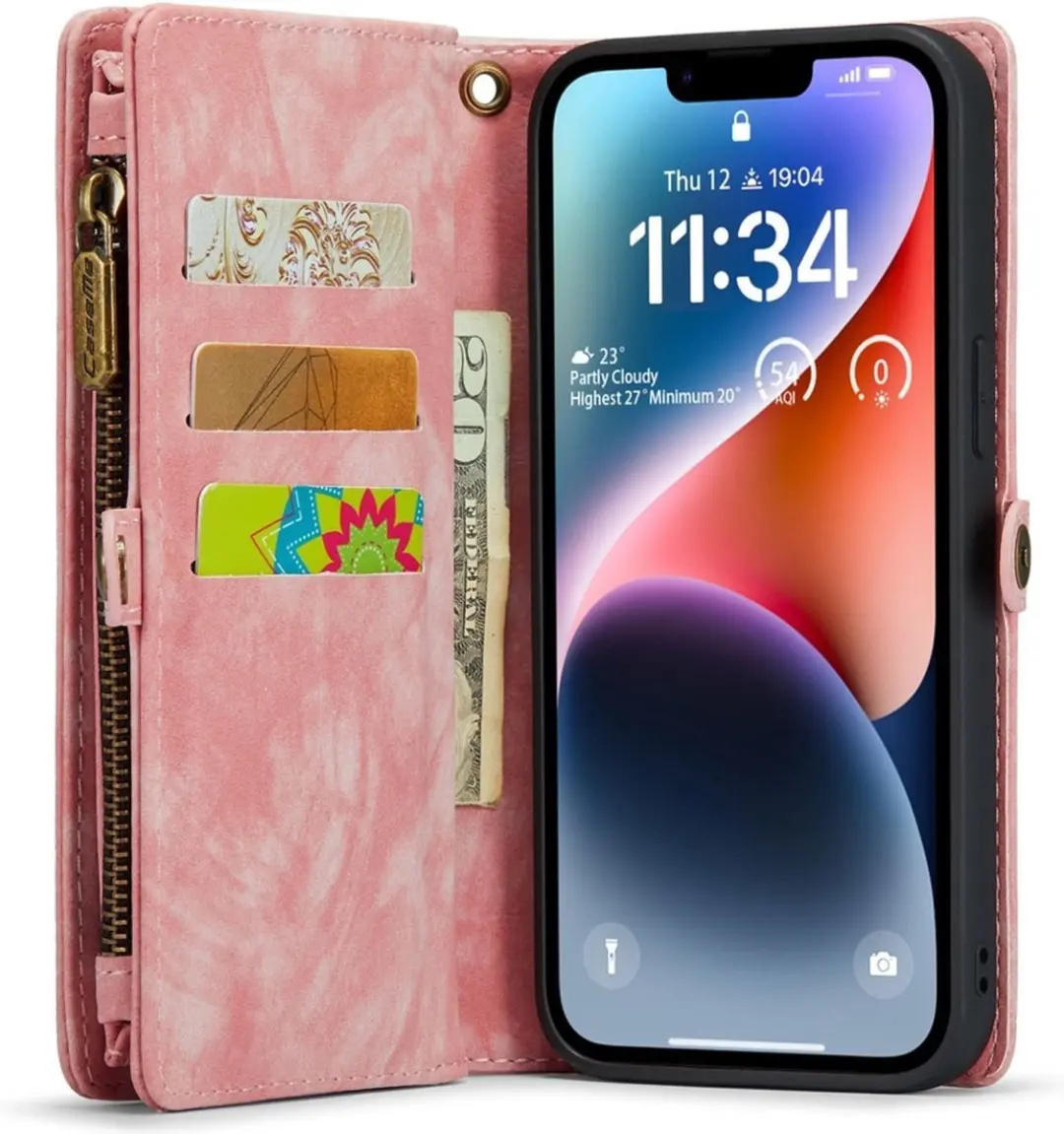 Caseme 008 iPhone 14 Hoesje - Roze - 8 Pasjes - afbeelding 6 van 6