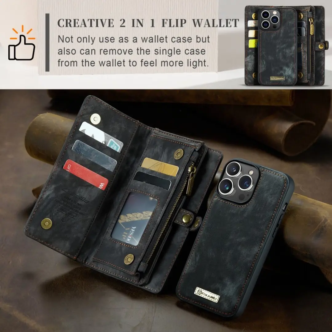 Caseme 008 Hoesje iPhone 15 Pro Max - 8 Pasjes - Zwart