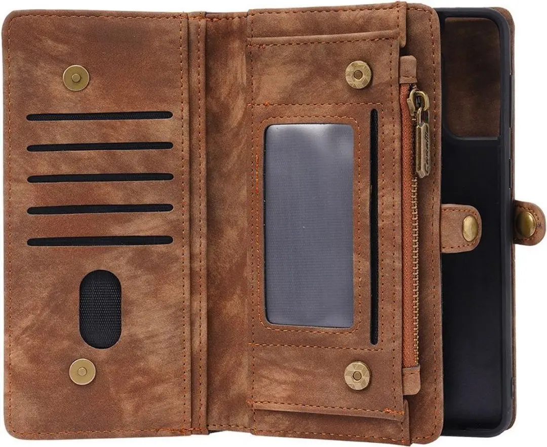 Caseme Samsung Galaxy S21 Plus Hoesje Portemonnee Vintage Bruin - mpn-8718923687834
