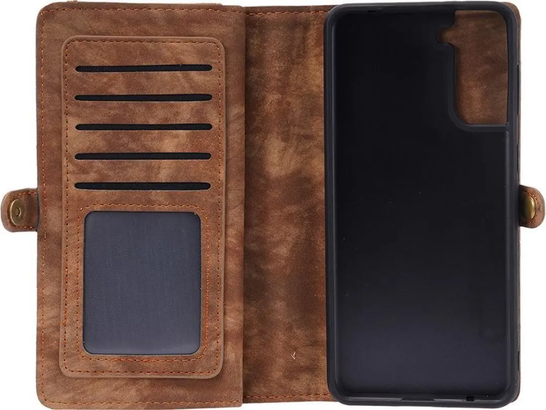 Caseme Samsung Galaxy S21 Plus Hoesje Portemonnee Vintage Bruin - mpn-8718923687834