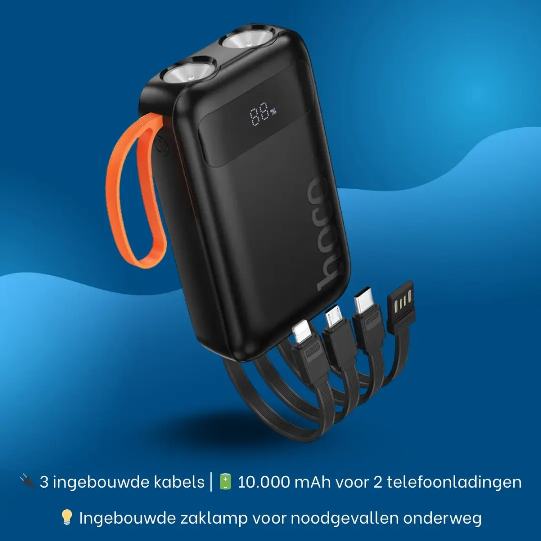 Hoco Powerbank J151 10.000mAh - Zwart - 4x USB