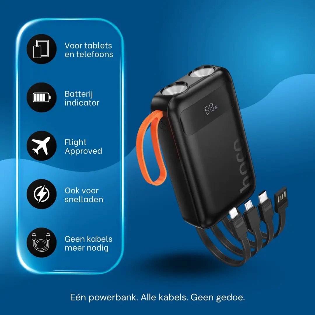 Hoco Powerbank J151 10.000mAh - Zwart - 4x USB