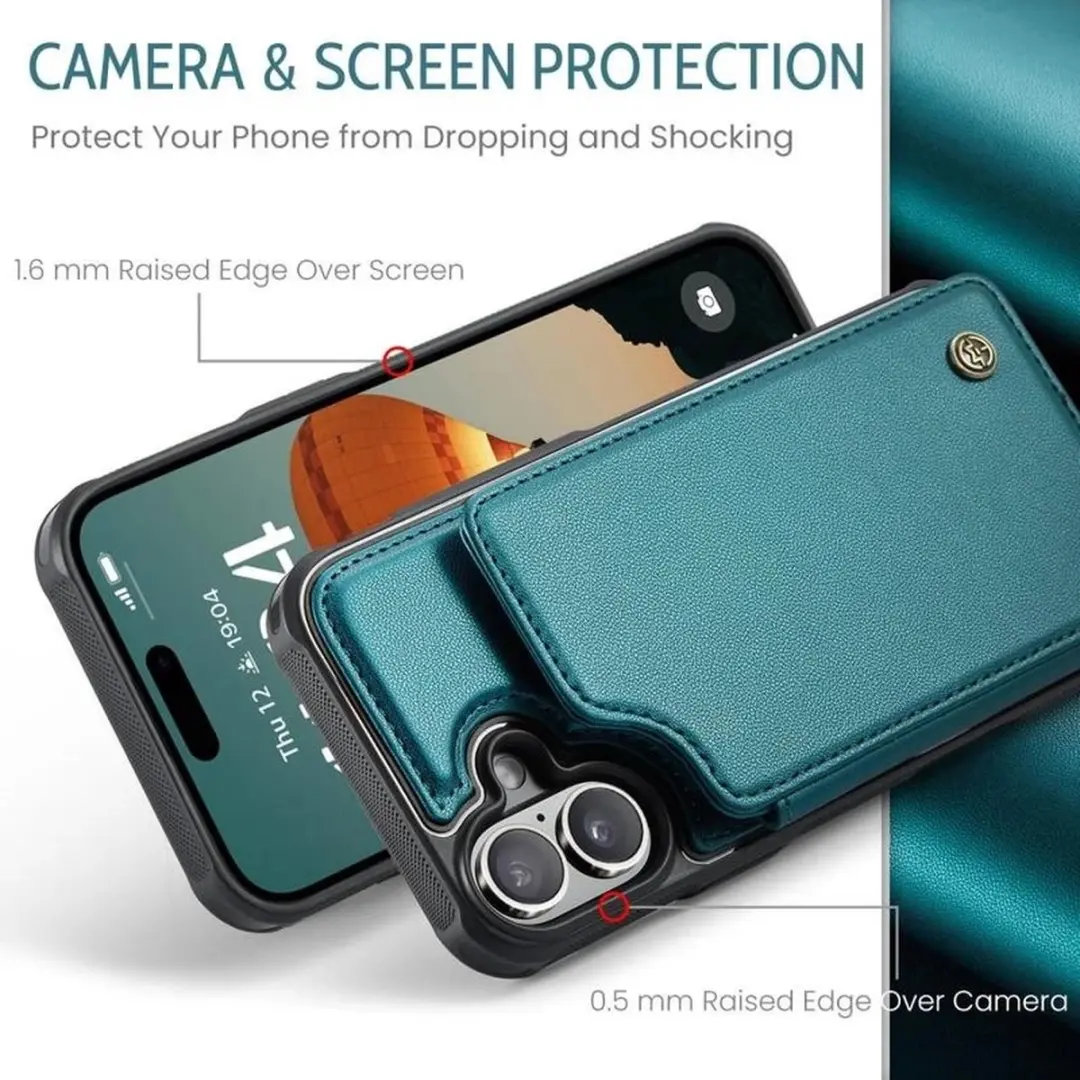 Caseme Portemonnee Backcover iPhone 16 Plus - Anti-RFID - Groen - afbeelding 6 van 6