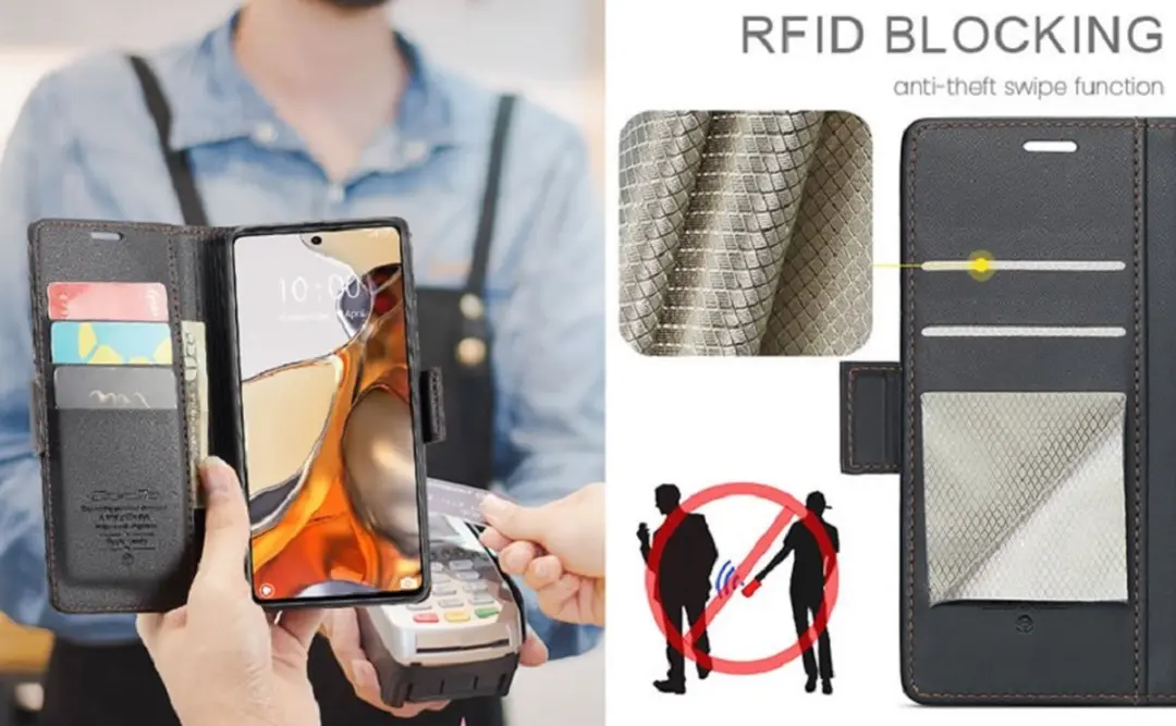 Caseme Wallet Case Xiaomi 11T/11T Pro RFID - Zwart - afbeelding 6 van 6