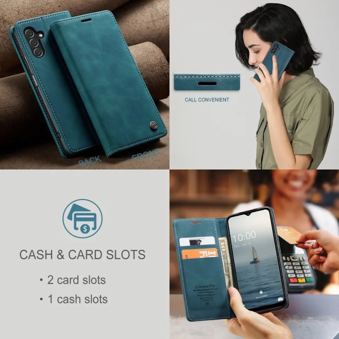 Caseme 013 Book Case Hoesje Samsung Galaxy A34 - Blauw