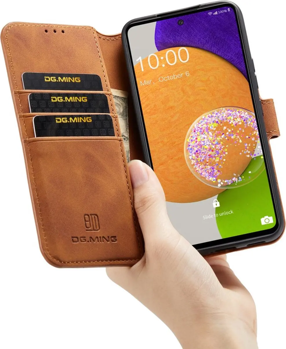 DG.MING Hoesje Samsung Galaxy A53 - 3 Pasjes - Bruin - afbeelding 6 van 6
