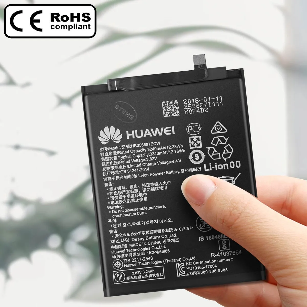 Huawei HB356687ECW Batterij - 3340mAh - Zwart