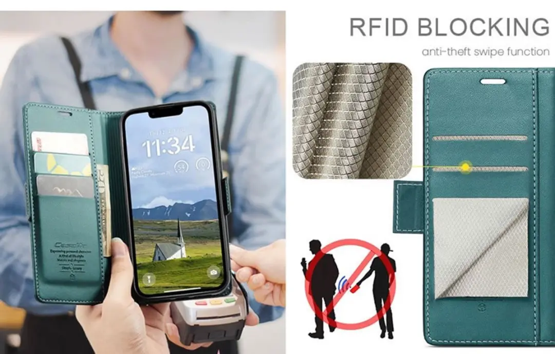 CaseMe Wallet Case iPhone 16/17 - Groen - RFID & Magneetsluiting